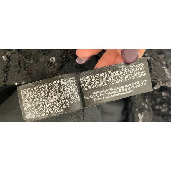 Zara Womens Sequin Blazer Jacket XS Black Fringe Textured Cropped 9659/630 NWT - Picture 12 of 16